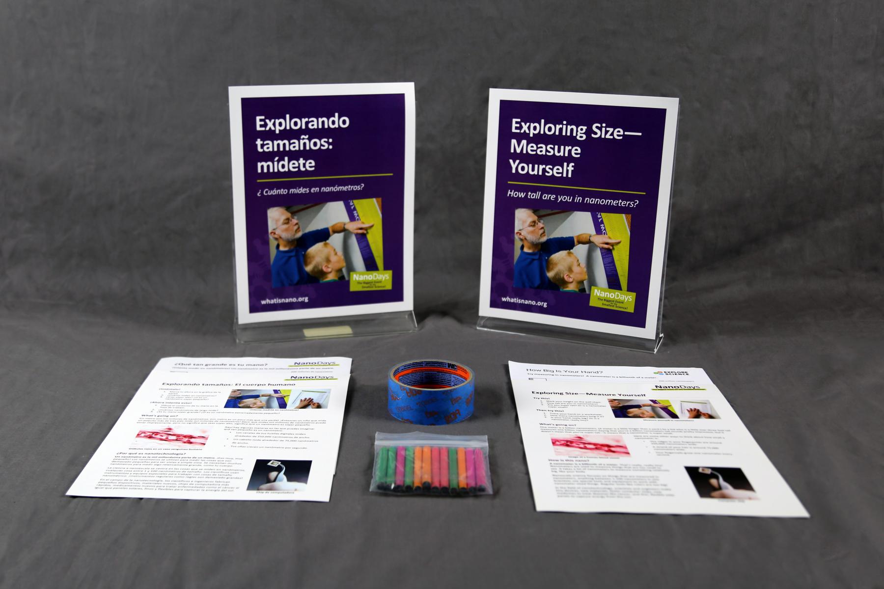 Measure yourself activity components including signs, activity materials and guides.