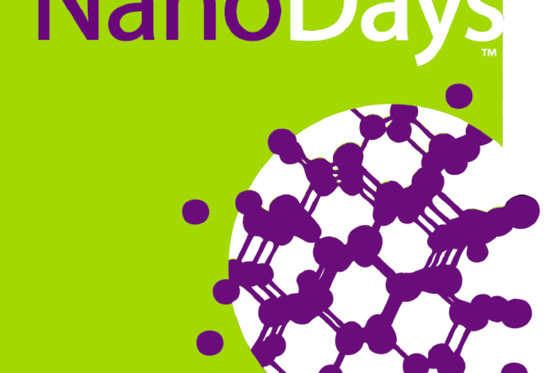 Green NanoDays logo with purple buckeyball image