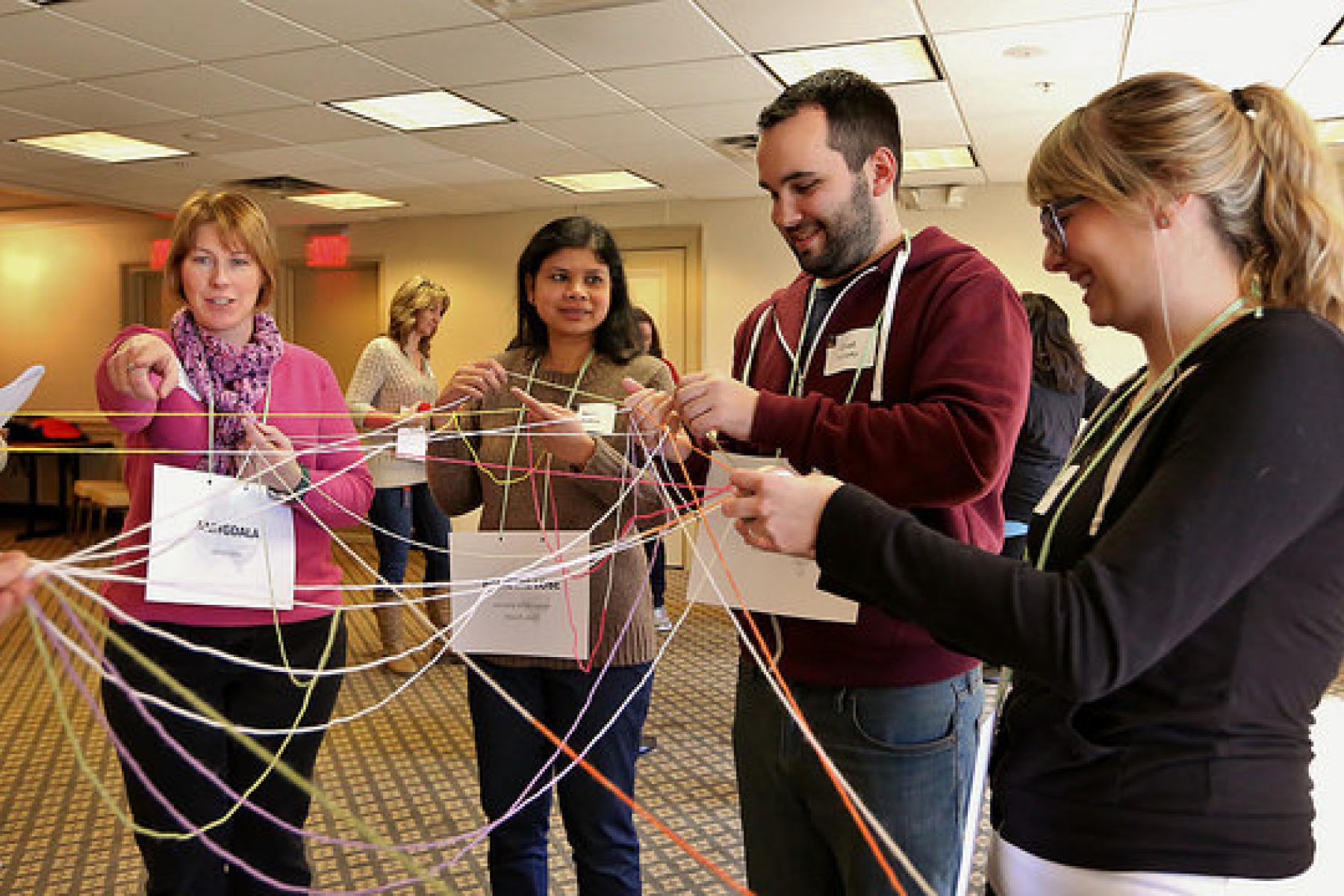 Educators doing a brain activity.